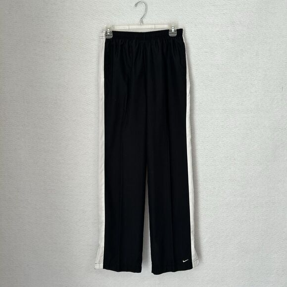 Nike Track Pants Women S Black White Stripe Slit Swoosh Athleisure Comfy Vintage - Picture 9 of 10